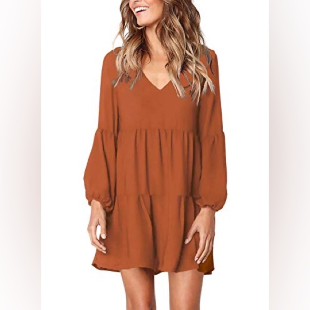 GOSOPIN Women Leopard Tunic Dress V Neck Floral Swing Shift Dresses